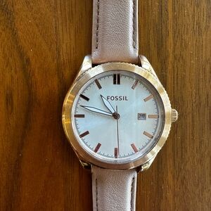 Fossil Women's Rose Gold Watch with Tan Leather Strap